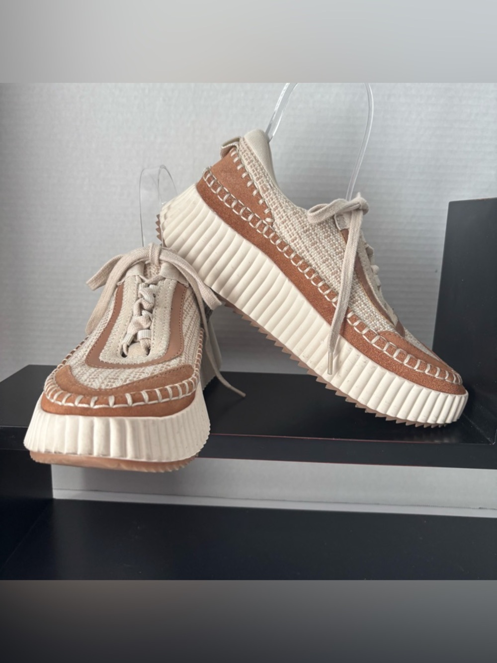 DOLCE VITA DOLEN PLATFORM LACE-UP TEXTURED KNIT UPPER SUEDE MULTICOLORED SZ 7.5 - Picture 6 of 11
